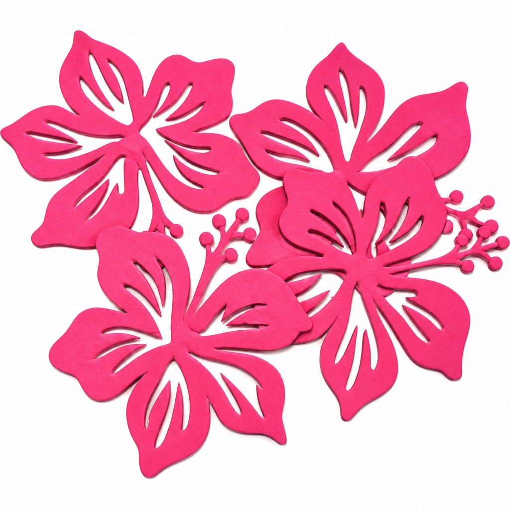 24 Apliques no EVA - Flor Hibisco modelo 2 - 5x5cm