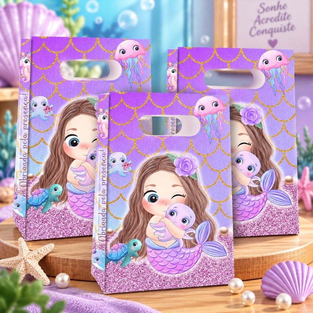 Sacolinha P SEREIA BABY - Sacolinha Surpresa Lembrancinha para Festa PEGUE E MONTE