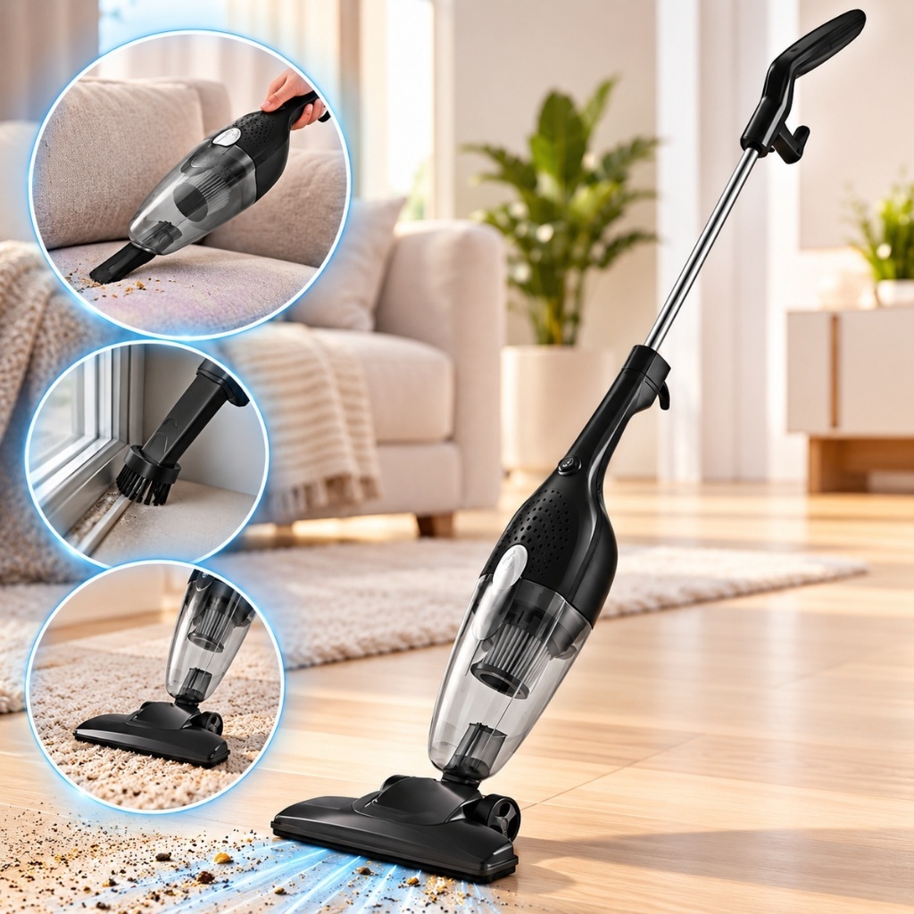 Aspirador De Pó Portátil Vertical 2 em 1 com Fio 110V/220V 600W Para Carro Casa Tapete