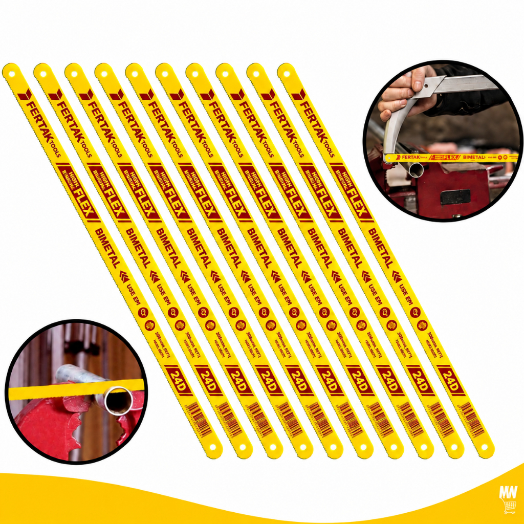 Kit 10 Lâminas Flexíveis 24 Dentes P/ Arco De Serra Manual Profissional Madeira Metal 300 mm