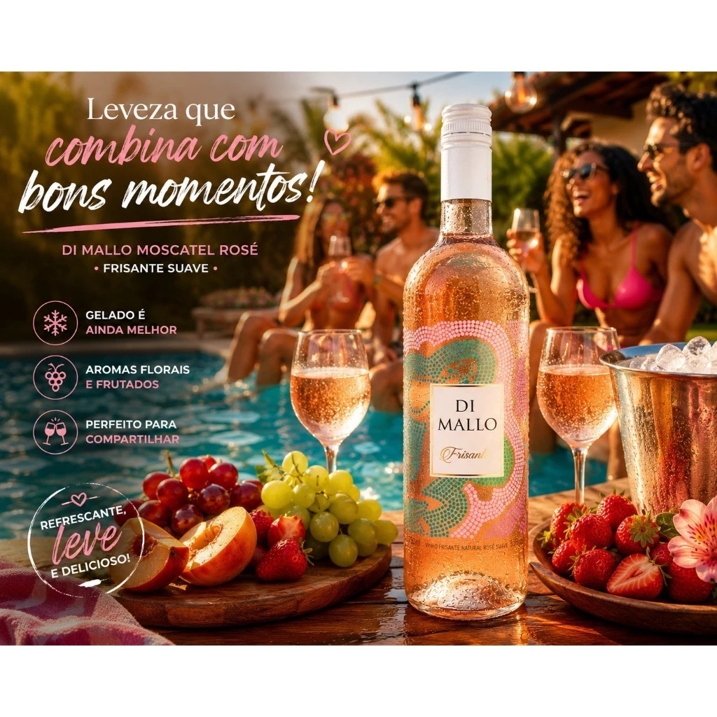 Vinho Frisante Rose Suave Di Mallo Refrescante 750ml