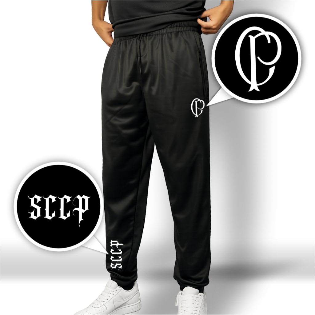 Calça Jogger Masculina Chimpa SCCP Esportiva Para Frio Fitness Academia Treino Corrida Caminhada Casual Confortável