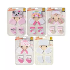 Kit 5 conjunto Meia Luva Touca para Bebê Recém Nascido 0 a 03 meses Maternidade Enxoval Fofurinha
