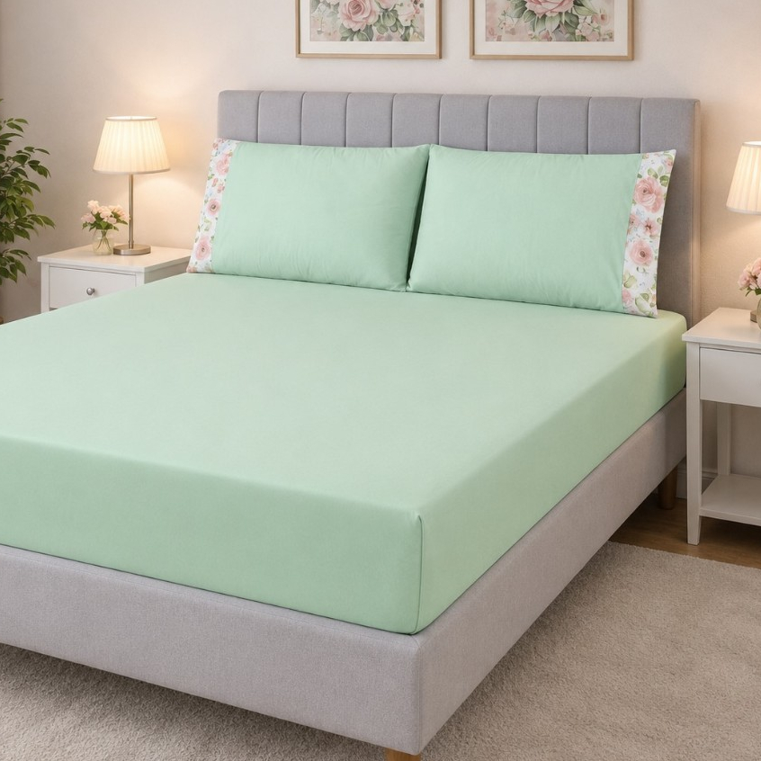 Jogo de Lençol Estampado 400 Fios Micropercal com Elástico SOLTEIRO CASAL QUEEN BOUTI GARDEN 03 Pçs
