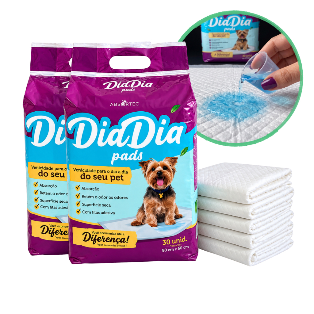 Kit 60 Tapetes Higiênicos Cães Tapetinho Pet 80x60cm Grande Fralda Descartável Educador Absorvente Controle De Odor