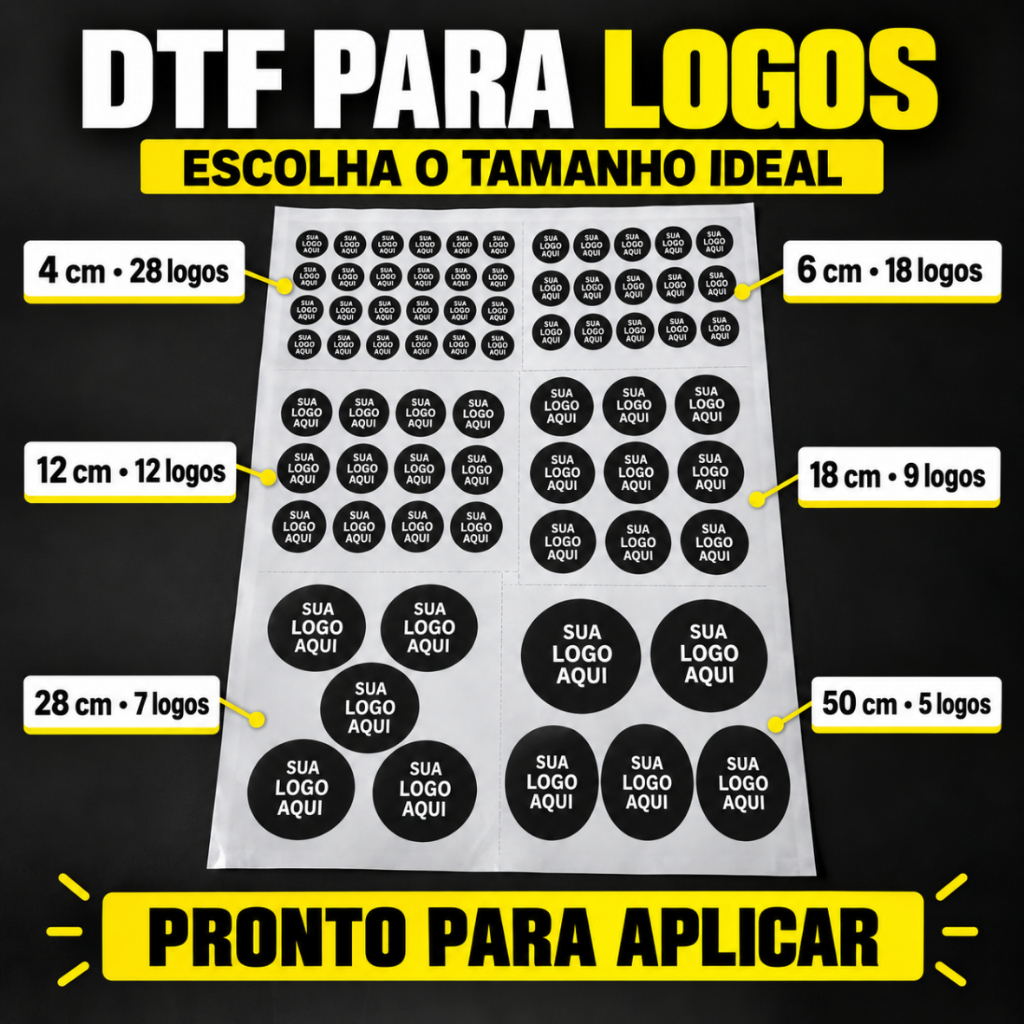 Sua Logo em DTF Termocolante, Etiqueta Personalizada Para Roupas em Alta Definição - Aplicação com Ferro de Passar DTF