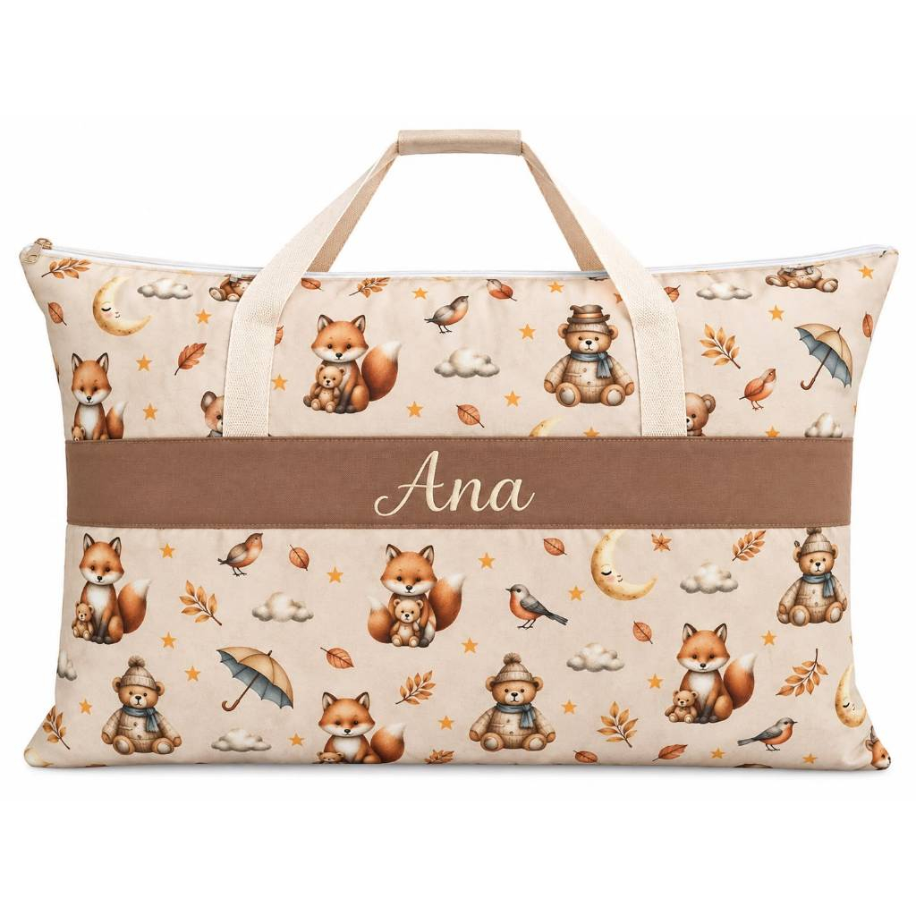 Bolsa/Mala/Porta travesseiro/Sacola para criança, bebê, creche, escolinha – 100% Algodão – sem forro - Bordado com nome