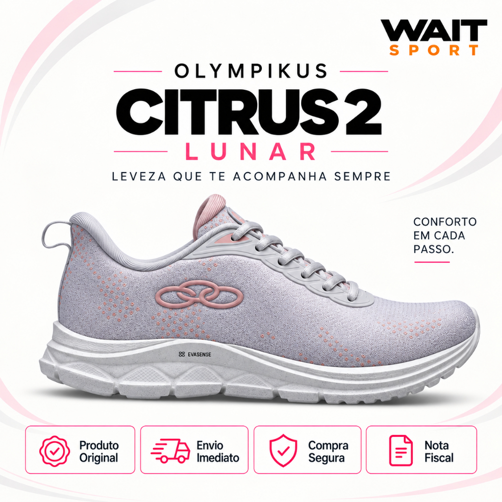 Tenis Olympikus Citrus 2 Feminino Original Caminhada Academia Treinos Confortável Leve Macio Ortopédico Dia a Dia