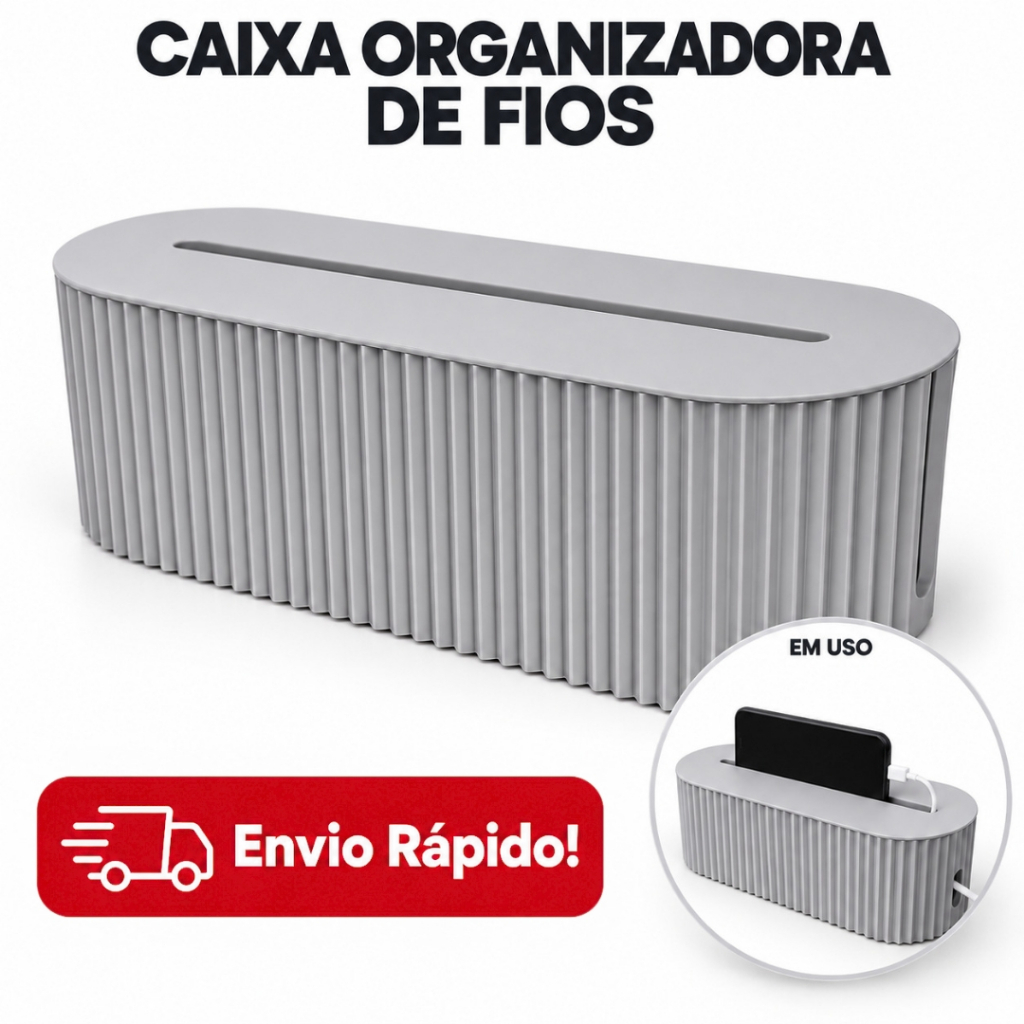 Organizador de Mesa Para Cabos e Fios Multiuso Armazenamento de Tomadas Caixa Organizadora de Fios