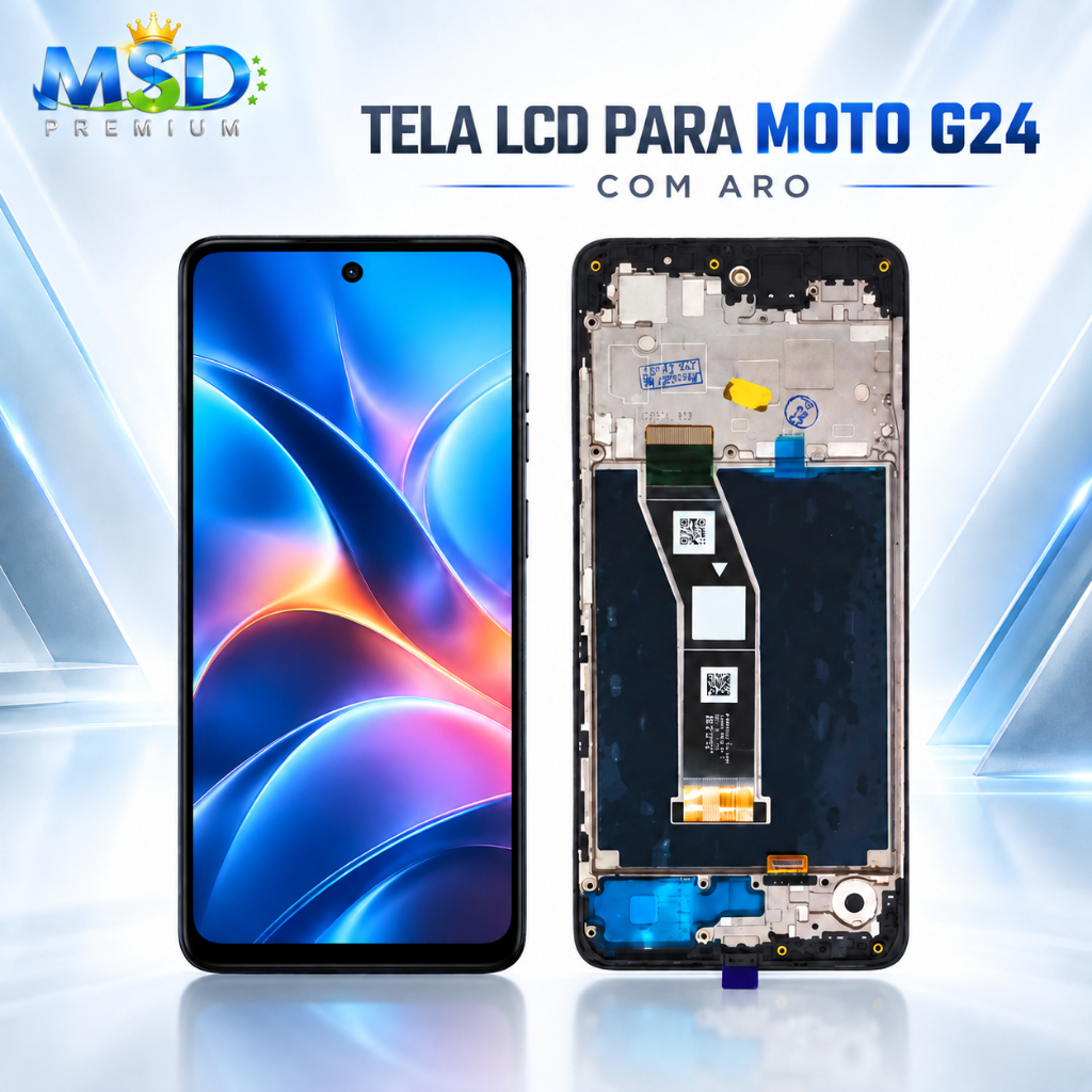 Tela Display LCD Touch Moto G24 Com Aro Preto (XT2423) Testada Antes do Envio