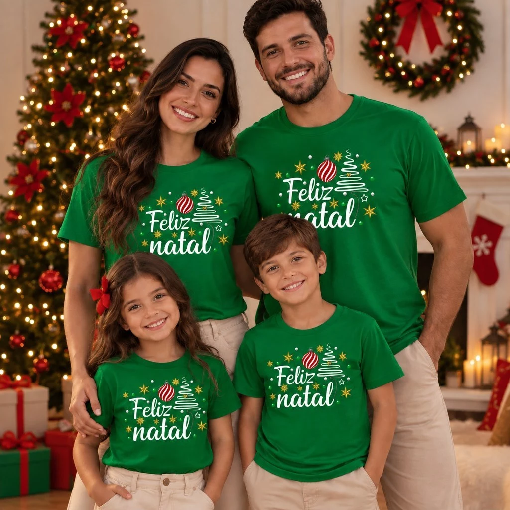 Camisas Natal Em Família Data Especial Festividade Natalina Blusa Look Combinando — imagem 1