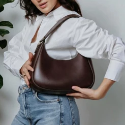 Bolsa Feminina Café Baguete Espaçosa De Ombro Estilosa Casual
