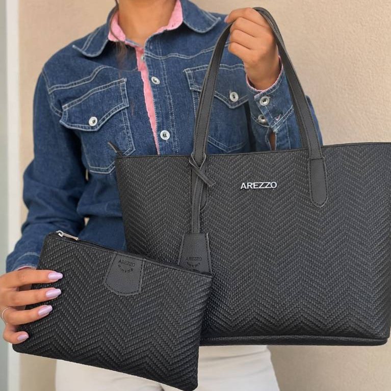 Bolsa Feminina De Ombro Tote Grande + Necessaire | Cabe Notebook P | Trabalho Faculdade Dia a Dia Elegante Resistente