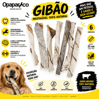 Mordedor Natural Gibão "Couro Bovino Desidratado" Opaparico - 6un