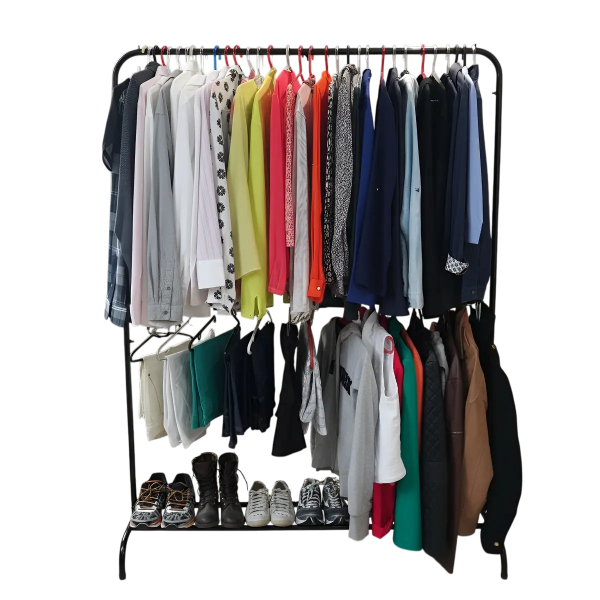 Arara Dupla para Roupas com Sapateira 1,90m – Suporta 180 Cabides, 100% Aço Reforçada, Organização Profissional | Biorty