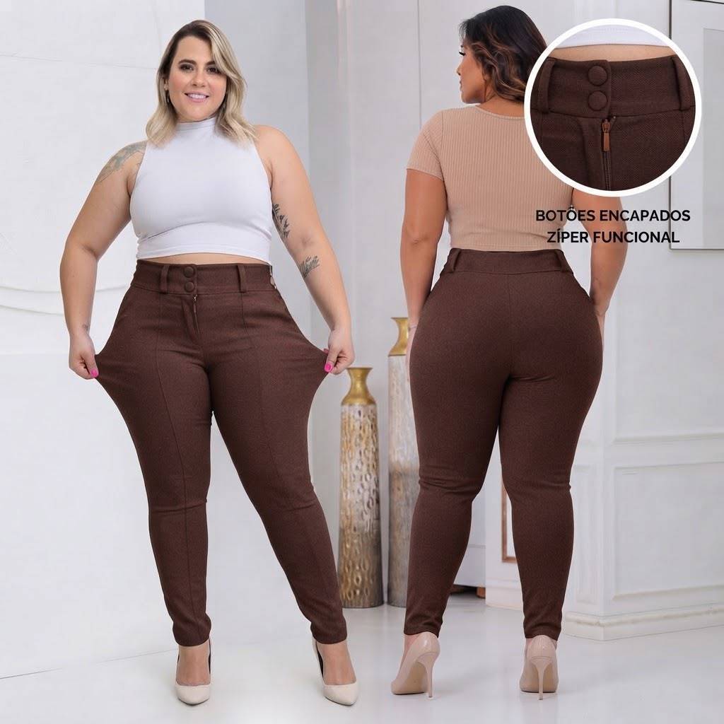 Calças Feminina social Skinny Plus size Com Lycra GG G1 G2 e G3 Alfaiataria com Elasticidade cintura Alta entrega hoje