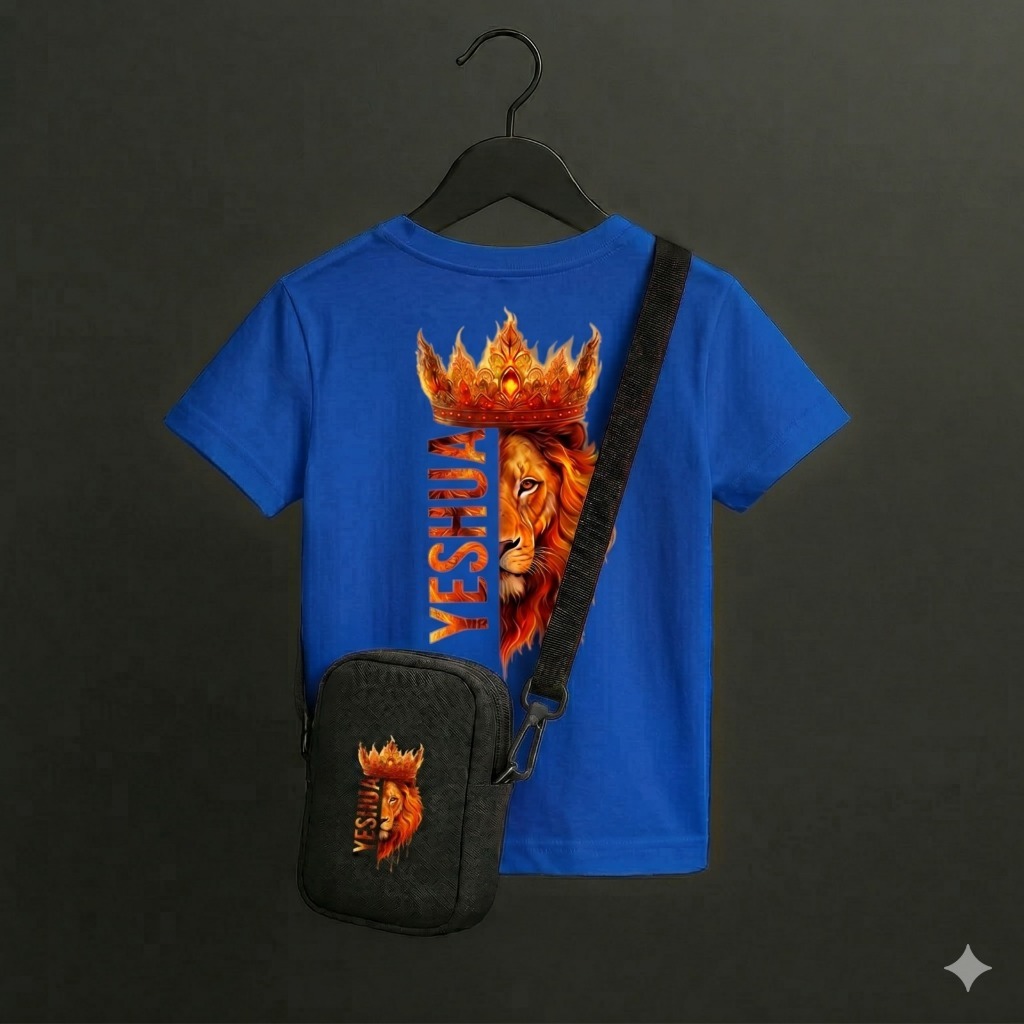 Kit Camiseta E Bolsa Leão De Judá Estampa Religiosa Conjunto Casual Masculino Feminino Moda Urbana Atual