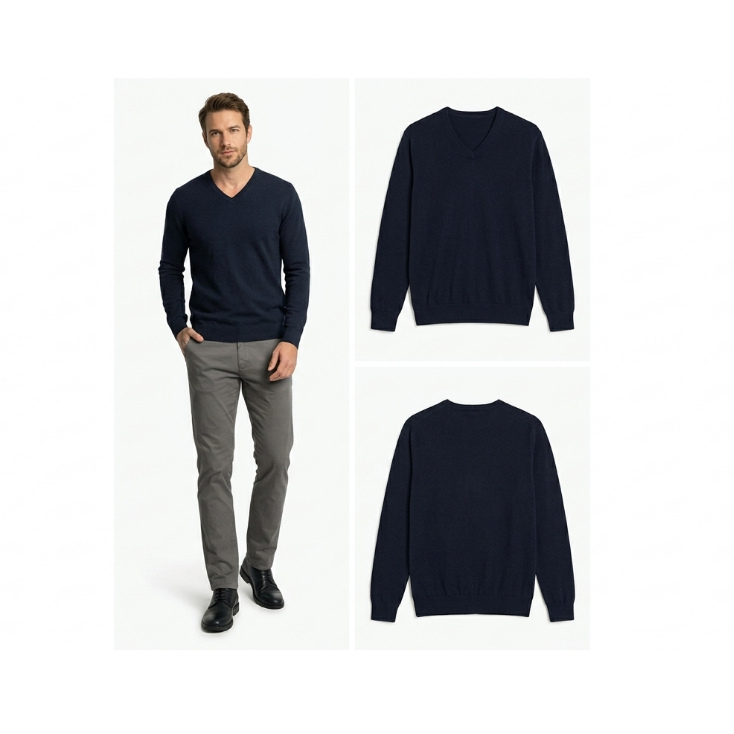 Suéter Masculino Manga Longa Gola V Social Casual Blusa Frio Inverno Slim Premium Tricô Malha Masculina Suéter M G GG