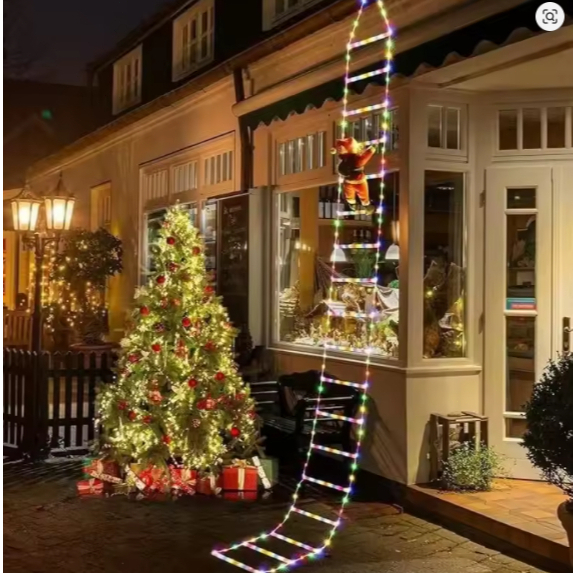 Led De Papai Noel Luzes Subindo Escadas Bq E Rgb 1,50 Metro — imagem 2 de 2