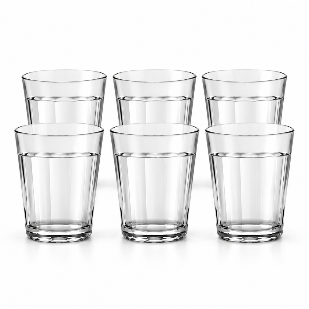 Kit 6 Copo De Vidro Clássico Resistente Empilhável Para Bar Lanchonete Restaurantes