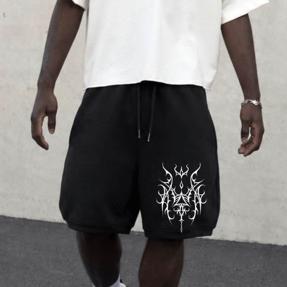 Bermuda Masculina Baggy Estampada Moletom Oversized Estilo Streetwear Casual Confortável Tendência Urbano