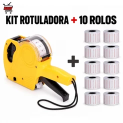 Kit Etiquetadora De Preço Manual Luatek LWJ-118 + 10 Rolos De Etiquetas Para Loja Comercio Mercado