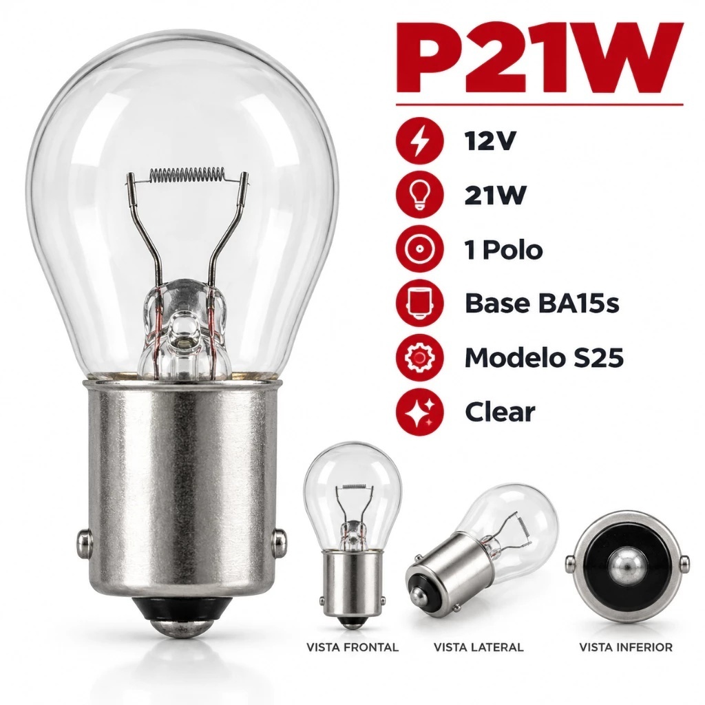 Kit 10 Lâmpadas Lanterna Ré Seta Freio 1 Polo 12V 21W Universal · foto 2