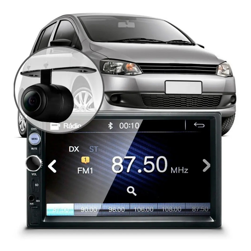 Central Multimidia Bluetooth Espelhamento Fox 2010 a 2014 Camera ré Moldura Automotivo Auto Carro Universal