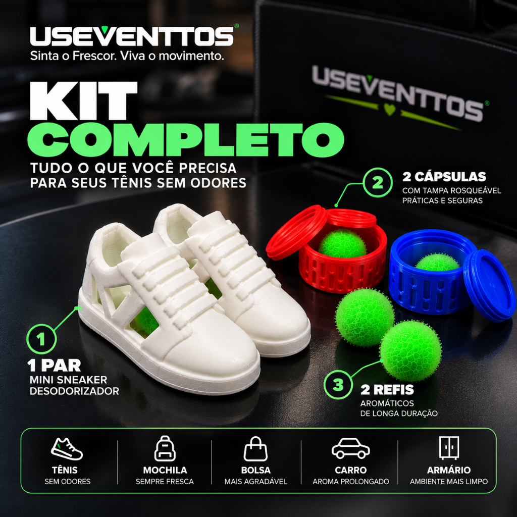 Desodorizador Antiodor para Tênis e Sapatos | 1 Par com Refil | Mini Sneaker Useventtos