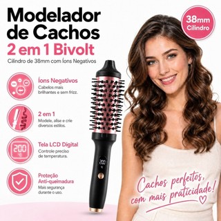 Escova Alisador Elétrica Quente Cabelo Com 2 Em1 Modelador 110V 220V