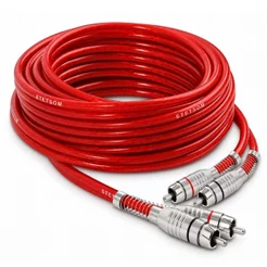 Cabo RCA Stetsom 5 Metros 4mm Duplo Vermelho Plug Prata Dupla Blindagem