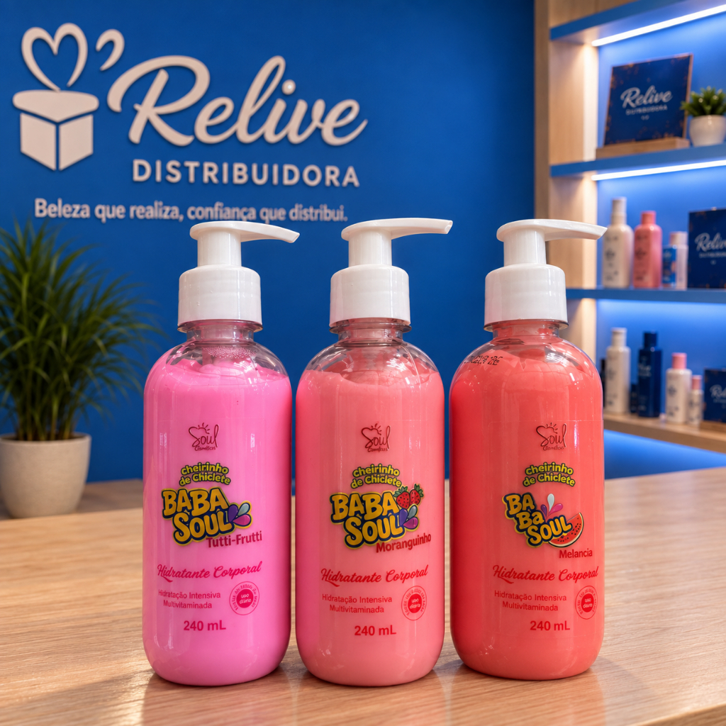 Kit 03 und Hidratante Coporal BABASOUL - SOUL - 240ml - Cheirinho de Chiclete Nutrição Perfume Suave