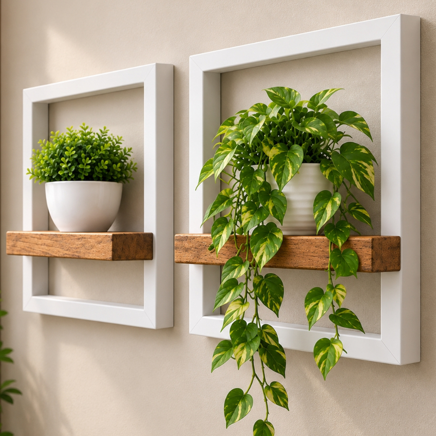 Prateleira Nicho Industrial de Parede em Ferro | Quadro Decorativo para Sala, Quarto, Cozinha e Escritório - Branca