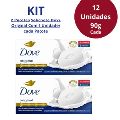 Kit 2 Pacotes de Sabonetes Dove Original c/6un de 90g Cada