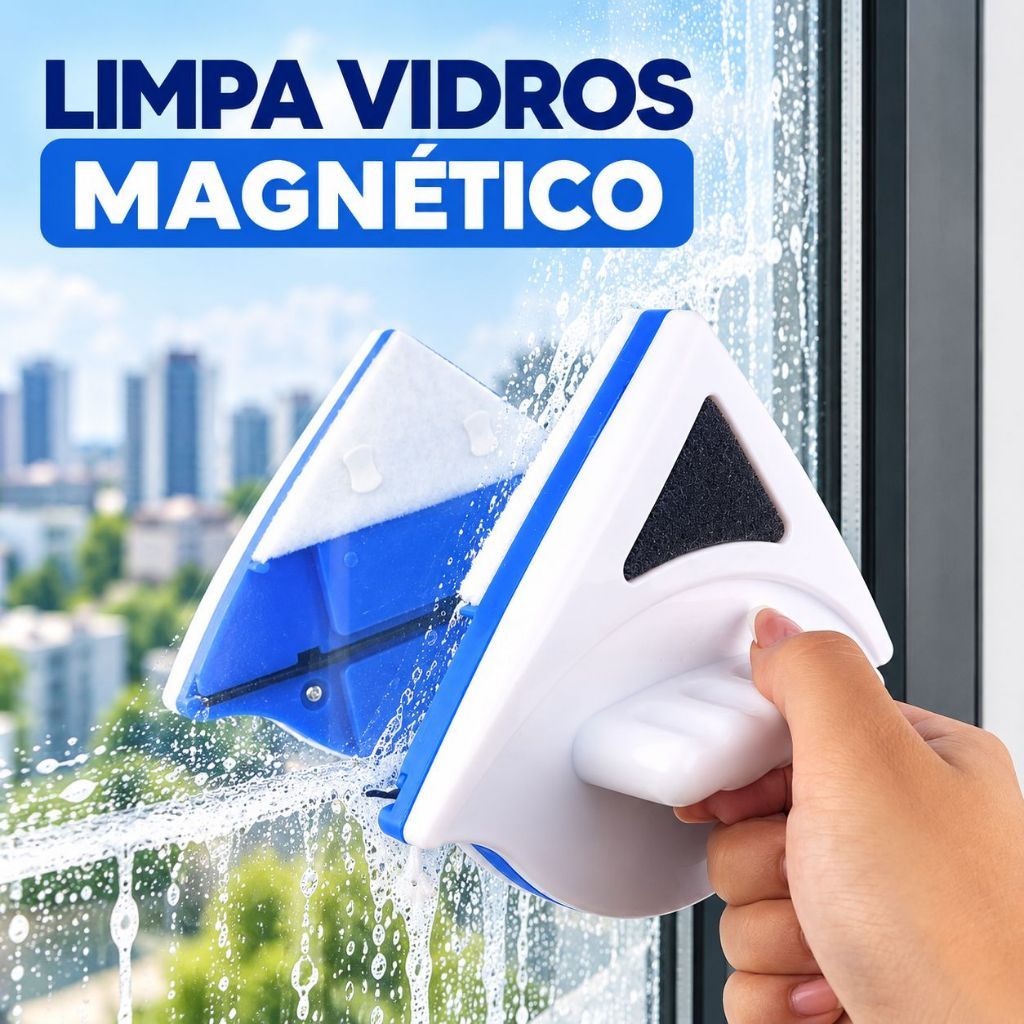 Limpa Vidro Magnético Dupla Face com Ímã Limpador de Janelas Box de Banheiro com Corda de Segurança