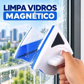 Limpa Vidro Magnético Dupla Face com Ímã Limpador de Janelas Box de Banheiro com Corda de Segurança