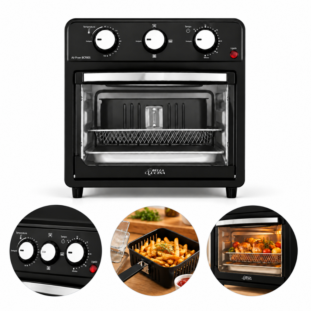 Fritadeira Air Fryer Oven Bella Cuccina BCFR05 12L 1500W 220V com Cesto, Grelhas e Controle