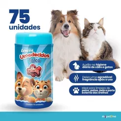 Lenço Umedecido Talco Para Cães e Gatos 75 Unidades CatDog