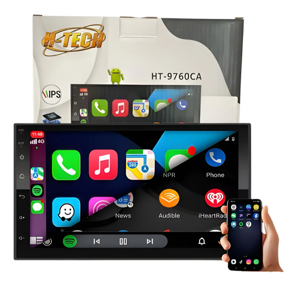 Multimídia 7 Polegadas OCTACORE H-tech HT-9760ca 6GB RAM 128GB de memória Car Play E Android Preto