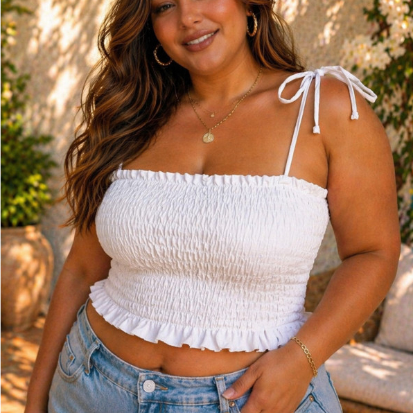 Cropped Blusa Plus Size Lastex Feminina Alcinha Regulável Confortável do 36 ao 52