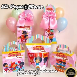PEGUE E MONTE KIT FESTA 3 PALAVRINHAS ROSA MENINA CAIXINHAS PERSONALIZADAS LEMBRANCINHAS
