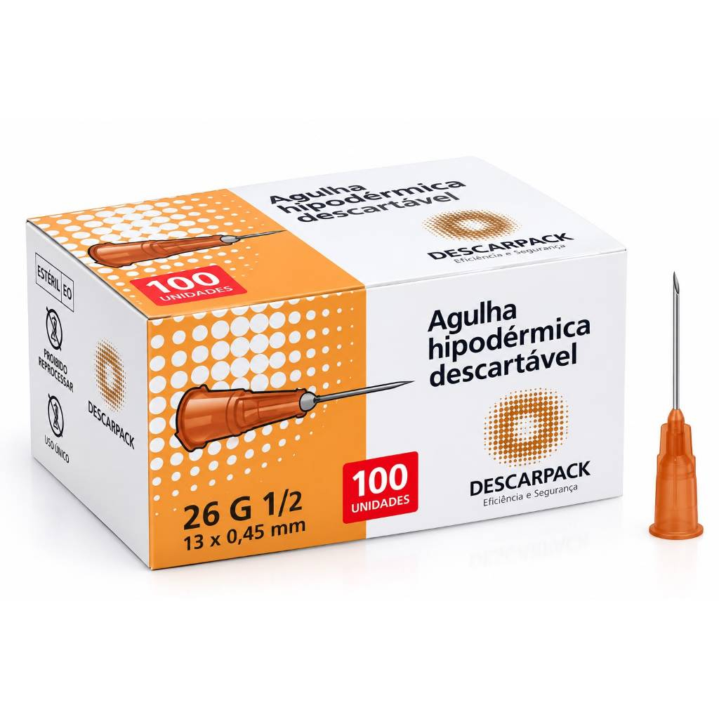 Agulhas Hipodérmicas Tamanhos Variados Cx c/100 - DESCARPACK — imagem 2 de 2