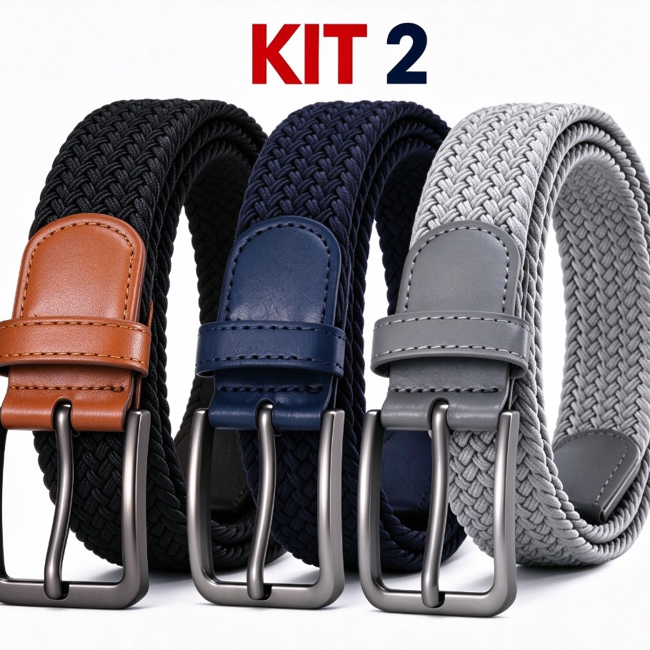 Cinto Elástico Trançado Masculino, Versátil, Ideal para Look Casual e Passeios, Cinto