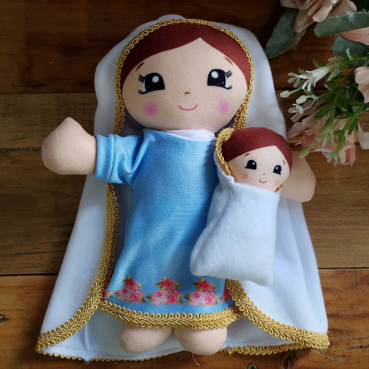 Nossa senhora com menino Jesus,boneca,naninha