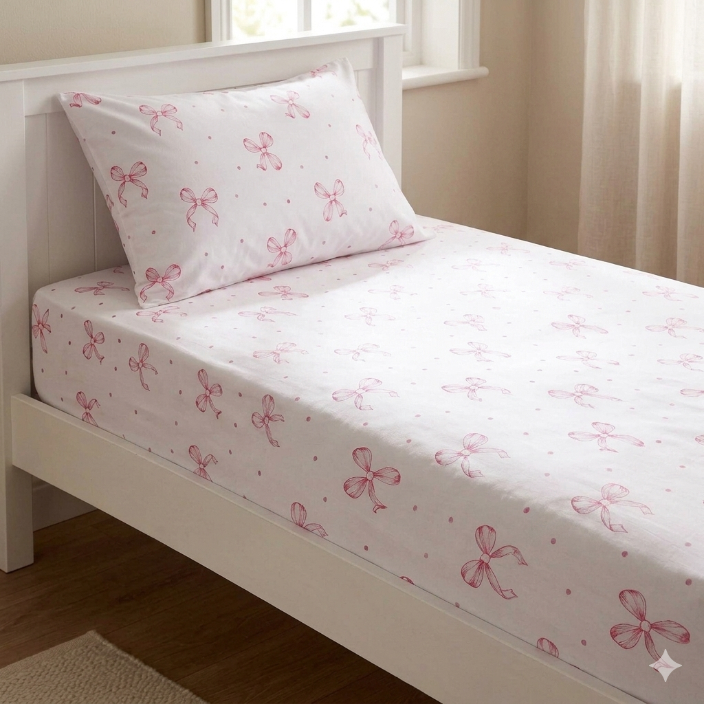 Jogo de Lençol Solteiro com Elástico 02 Peças em Algodão Jogo de Cama Solteiro Decoração para Quarto Menina Menino