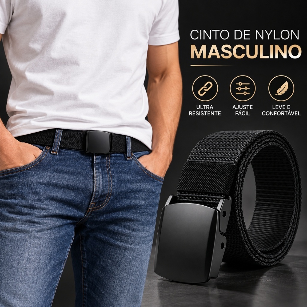 Cinto Tático de Nylon 120cm Fivela Automática Sem Furos Ajustável Pode Cortar para Trabalho e Esporte