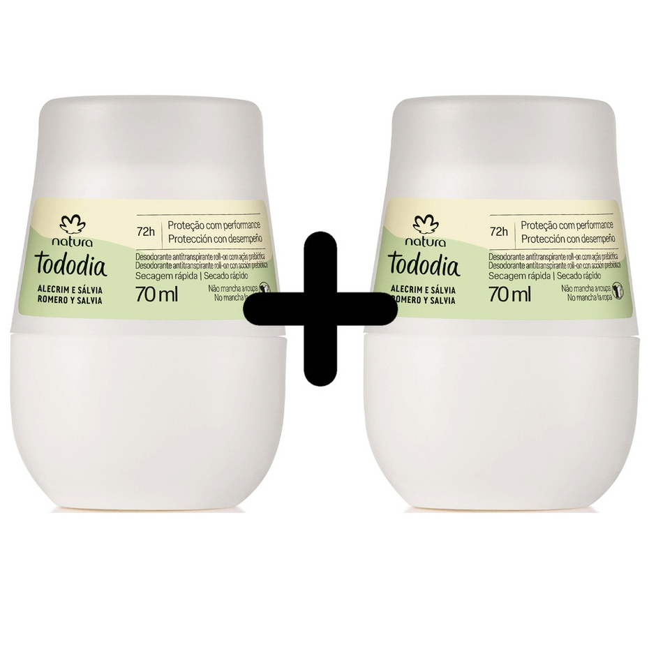 Kit 2 Desodorante Natura Antitranspirante Roll-on Tododia Ameixa e Flor de Baunilha