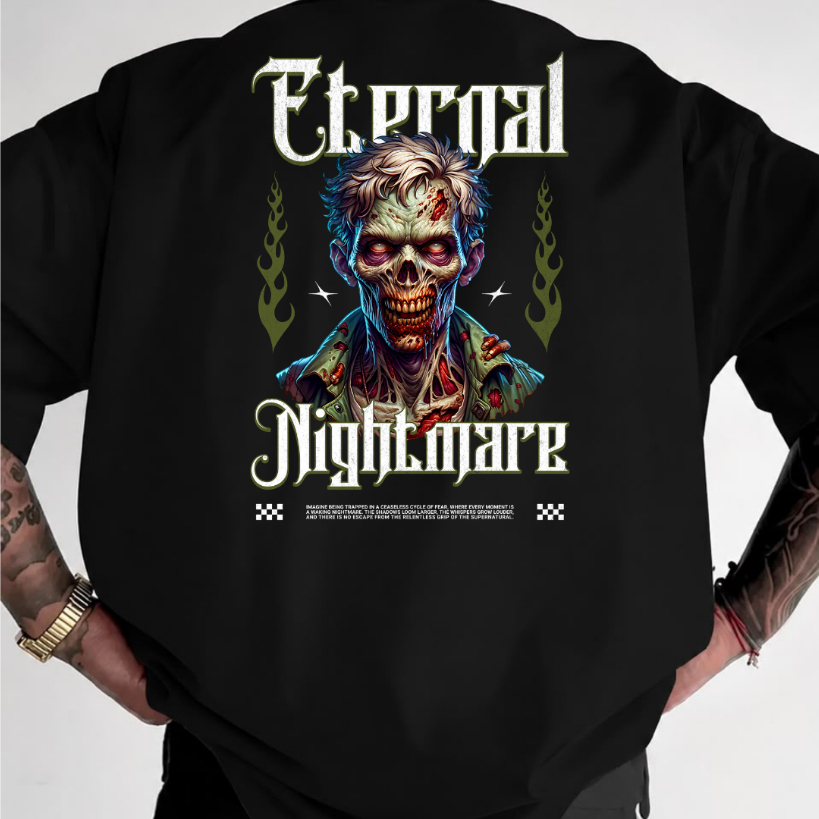 Camisa camiseta Basica masculina 100% Algodão estampada estampada ZUMBI NIGHTMARE Moda Masculina Verão Confortavel