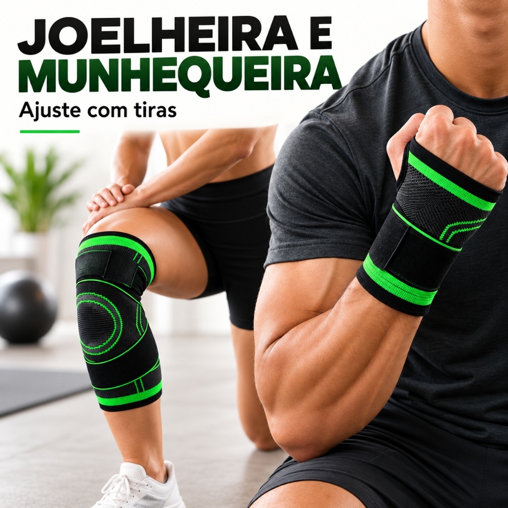 Joelheira ou Munhequeira Compressão Estabilizadora Tensor Alívio De Dor No Joelho