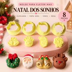 Moldes Ejetor Max Natal dos Sonhos BlueStar Modelador de Doces Brigadeiros Massas Papai Noel